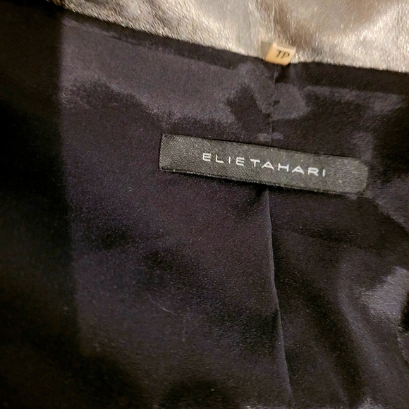 Elie Tahari Leather Coat, Unique, Pewter, Gunmetal Metallic, Silver Colors. XS. - Picture 10 of 11